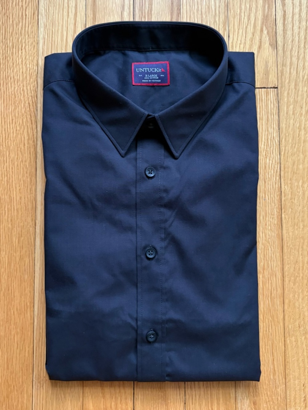 UNTUCKit Men’s Long Sleeve Shirt Cotton Regular Fit XL Black Solid